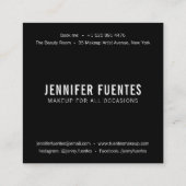 Moderne foto vet zwarte typografie make-up artist vierkante visitekaartje (Achterkant)