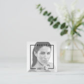 Moderne foto vet zwarte typografie make-up artist vierkante visitekaartje (Staand voorkant)