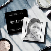Moderne foto vet zwarte typografie make-up artist vierkante visitekaartje