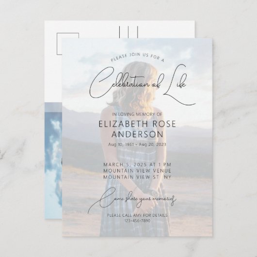 Moderne foto Viering van het Leven Uitnodiging (Voorkant / Achterkant)