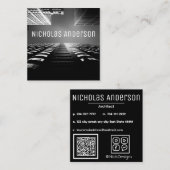 Moderne foto vierkant minimalistische eenvoudige p vierkante visitekaartje (Voorkant / Achterkant)