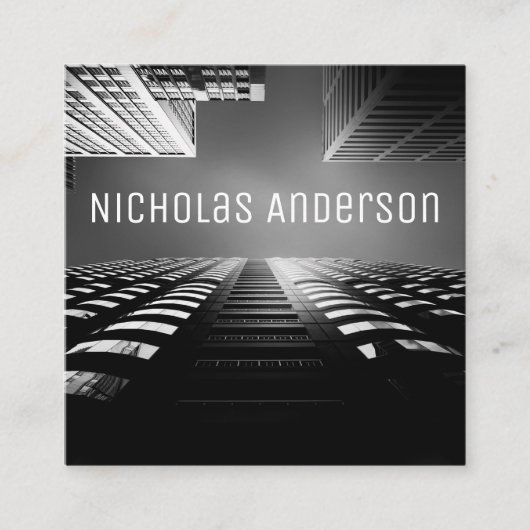 Moderne foto vierkant minimalistische eenvoudige p vierkante visitekaartje (Voorkant)