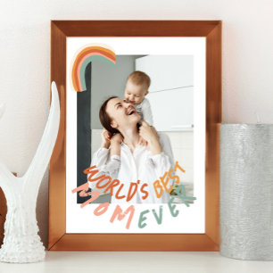 moderne foto vintage regenboog werelds beste moede poster
