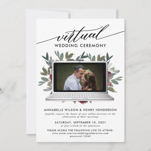 Moderne foto virtuele huwelijksceremonie kaart (Voorkant)