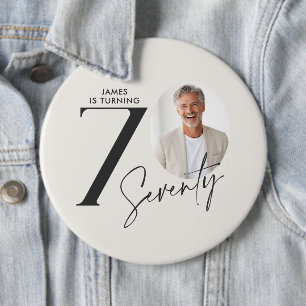 Moderne foto voor 70e verjaardag Minimaal mijlpaal Ronde Button 6,0 Cm