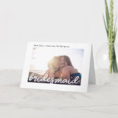 Moderne foto voor bruidsmeisje op trouwdag bedankkaart (Voorkant)