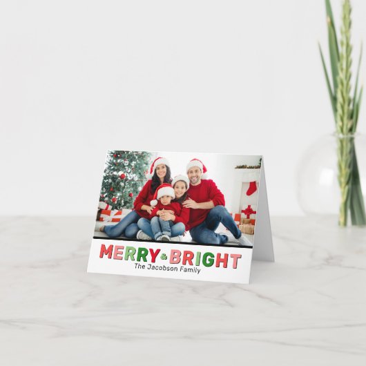 Moderne foto Vrolijk helder Kerstmis Feestdagen Kaart (Voorkant)