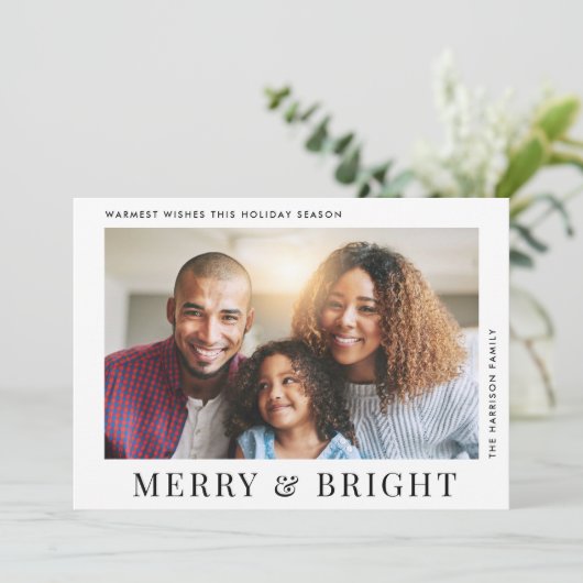 Moderne foto Vrolijk helder Kerstmis Feestdagenkaart (Staand voorkant)
