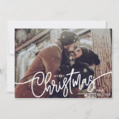 Moderne foto Vrolijk kerstscript horizontaal Feestdagenkaart (Voorkant)