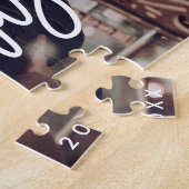 Moderne foto Vrolijk kerstscript horizontaal Legpuzzel (Zijkant)