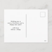 Moderne foto Vrolijk kerstscript Trendy paar Feestdagenkaart (Achterkant)