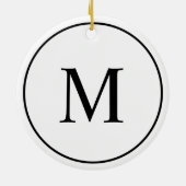 Moderne foto vrolijk vakantie wit monogram keramisch ornament (Achterkant)