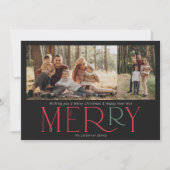 Moderne foto Vrolijk zwart rood groen Feestdagenkaart (Voorkant)