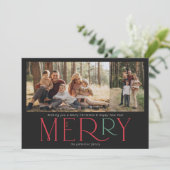 Moderne foto Vrolijk zwart rood groen Feestdagenkaart (Staand voorkant)
