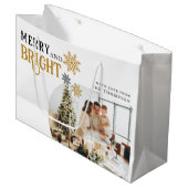 Moderne foto Vrolijke en heldere kerstvakantie Groot Cadeauzakje (Voorkant Gekanteld)