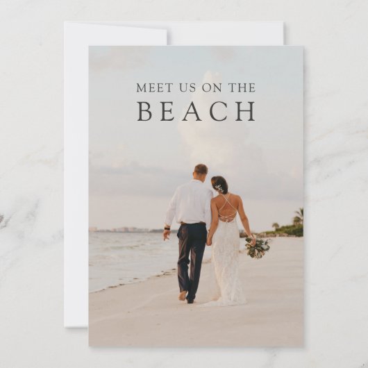 Moderne foto Waterverf Beach Wedding Kaart (Achterkant)