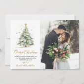 Moderne foto Waterverf Kerstboom Kerstmis Feestdagenkaart (Voorkant)