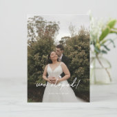 Moderne foto 'We Eloped' Huwelijksreceptie Kaart (Staand voorkant)