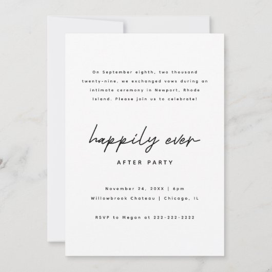 Moderne foto 'We Eloped' Huwelijksreceptie Kaart (Achterkant)