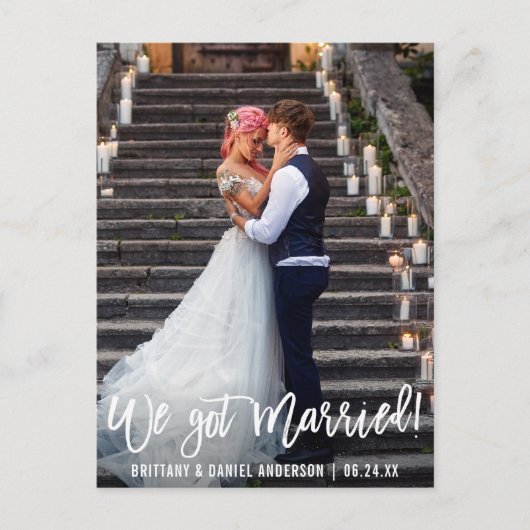 Moderne foto we hebben een gehuwd penseelscript briefkaart (Voorkant)