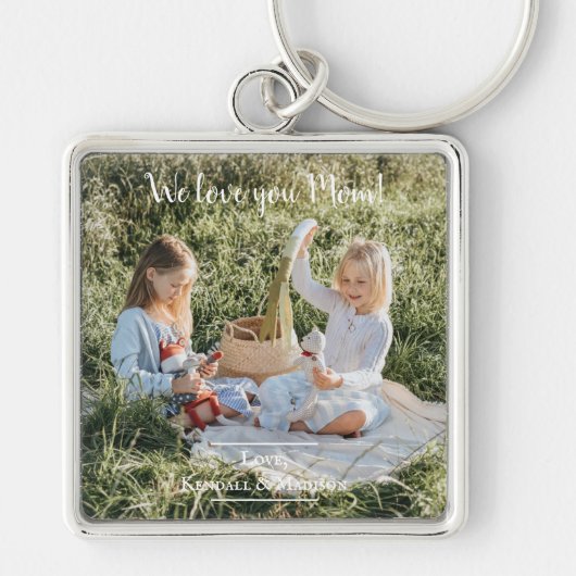 Moderne foto We houden van je mam Sleutelhanger (Voorkant)