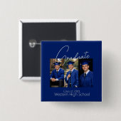 Moderne foto weergave voor afstudeerfeest vierkante button 5,1 cm (Voorkant /achterkant)