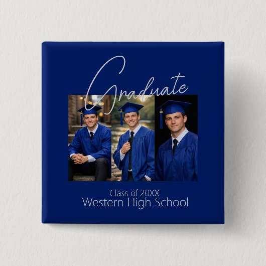 Moderne foto weergave voor afstudeerfeest vierkante button 5,1 cm (Voorkant)