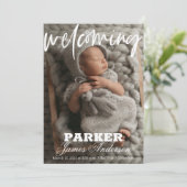 Moderne foto Welkom Geboorteaankondiging Kaart (Staand voorkant)