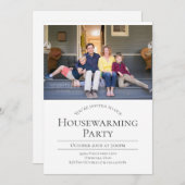 Moderne foto White Grey Housewarming Invitation Kaart (Voorkant / Achterkant)