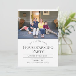 Moderne foto White Grey Housewarming Invitation Kaart