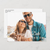 Moderne foto wijzigen de datum bruiloft uitstel briefkaart (Voorkant / Achterkant)
