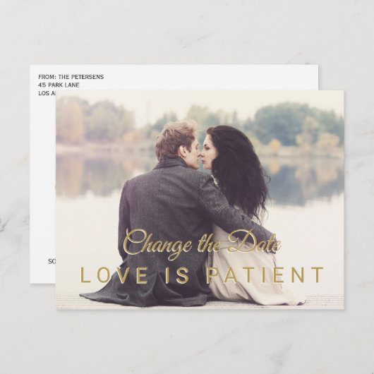 Moderne foto wijzigen van de datum bruiloft uitste briefkaart (Voorkant / Achterkant)