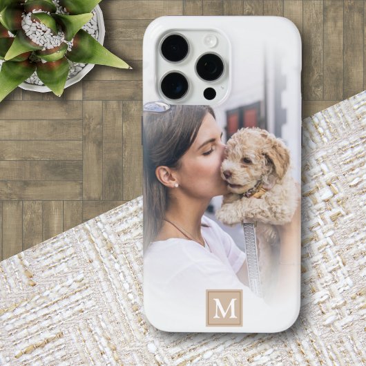 Moderne foto wit verloop monogram iPhone hoesje