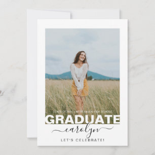 Moderne foto Witte kalligrafie Graduation Party Kaart
