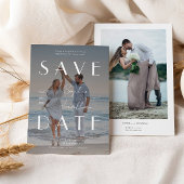 Moderne foto Witte tekst overlay bruiloft Save The Date