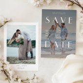 Moderne foto Witte tekst overlay bruiloft Save The Date