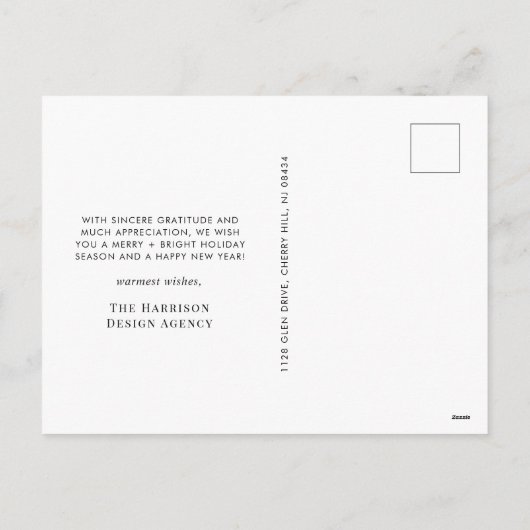 Moderne foto Zakelijk Kerstmis Feestdagenkaart (Achterkant)