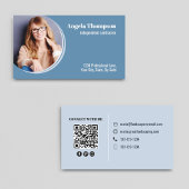 Moderne Foto Zakelijke Blauwe QR-code Visitekaartje