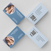 Moderne Foto Zakelijke Blauwe QR-code Visitekaartje