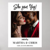 Moderne foto Ze zei ja bruiloft verloving Poster (Voorkant)