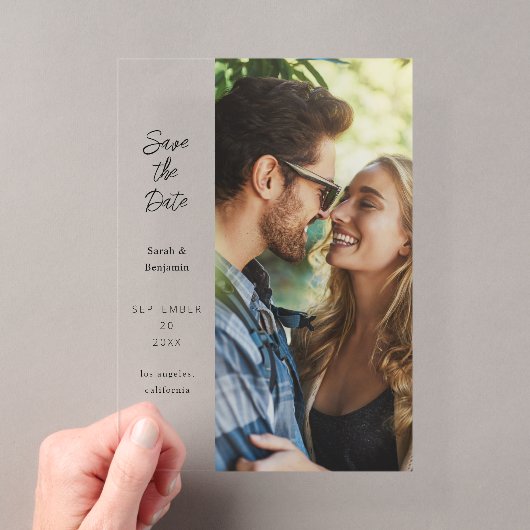 Moderne foto & zijde save the date acryl uitnodigingen (Insitu (Draagbaar))