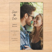 Moderne foto & zijde save the date acryl uitnodigingen (Voorkant)