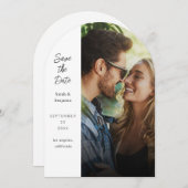 Moderne Foto & Zijkant Bewaar de Datum - White Arc Kaart (Voorkant / Achterkant)