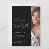 Moderne foto zwart afstudeerfeest kaart (Achterkant)