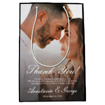 Moderne foto Zwart Bruiloft Dank u