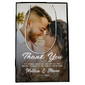 Moderne foto Zwart Bruiloft Dank u Medium Cadeauzakje (Voorkant)