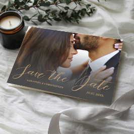 Moderne foto zwart & Gold Save the Date Wedding Briefkaart