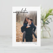 Moderne foto zwart kerst wit feestdagenkaart (Staand voorkant)