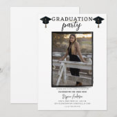 Moderne foto Zwart Lijst Trendy afstudeerfeest Kaart (Voorkant / Achterkant)