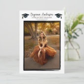 Moderne foto Zwart Lijst Trendy afstudeerfeest Kaart (Staand voorkant)